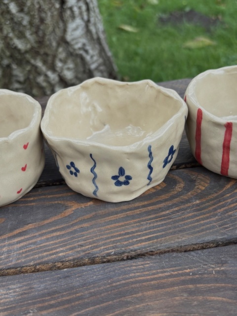 Zestaw 3 miseczek ceramicznych ręcznie malowanych
