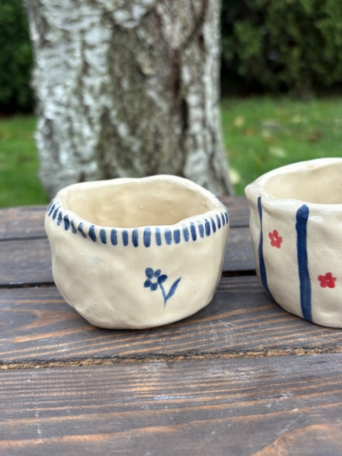 Zestaw 2 miseczek ceramicznych ręcznie malowanych